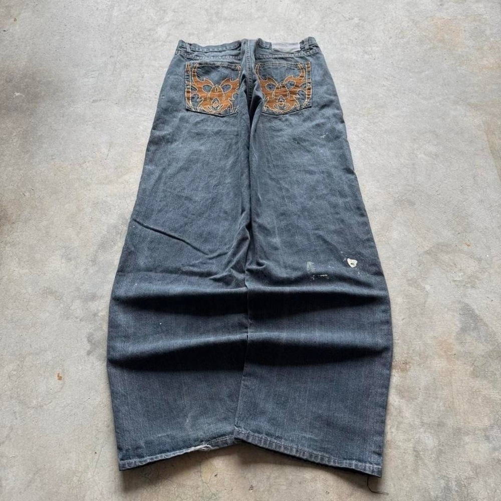 Baggy Wide Leg Jean Station Southpole Styl Embroidered Y2K Skater Vintage Jeans